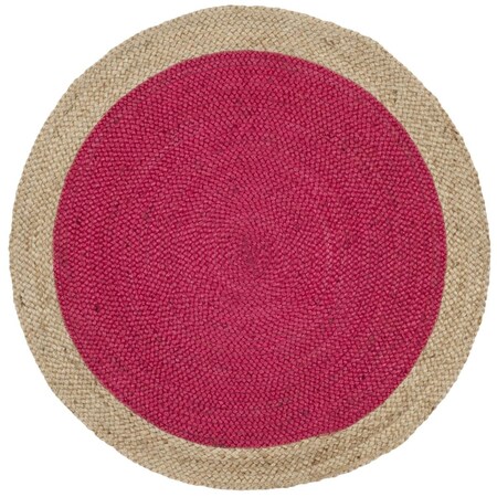 Safavieh 3 x 3 ft. Natural Fiber Hand Woven Round Area Rug; Fuchsia & Natural NF801C-3R